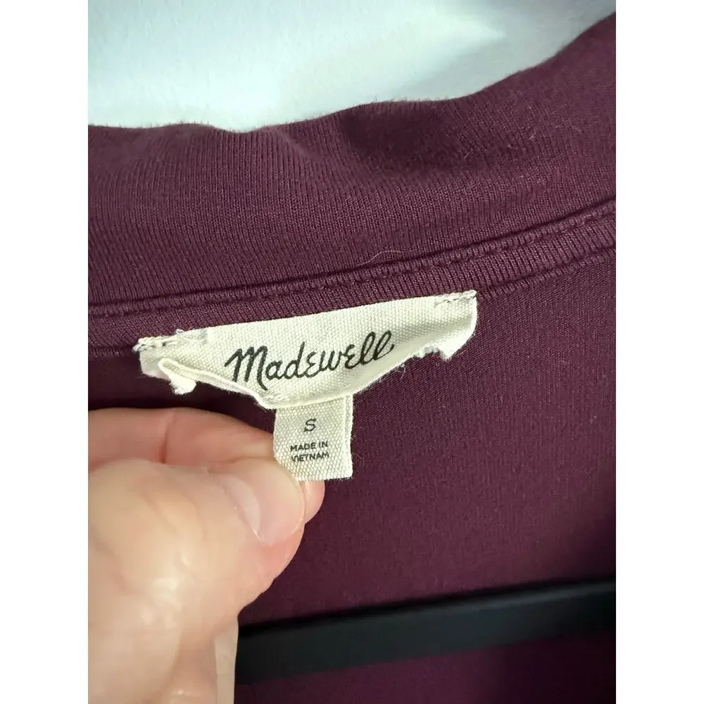 $58 Madewell Side-Cinch Long-Sleeve Polo Top - small - Burgundy - Picture 11 of 11